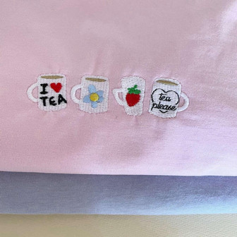 Cute coffee Mugs Embroidered Sweatshirt Crewneck Sweatshirt Gift For Family | Mazezy