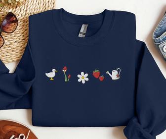 Cute Cottage Core Embroidered Sweatshirt Crewneck Sweatshirt, For Family | Mazezy