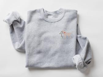 Dog Embroidered Sweatshirt, Christmas Lights And Yellow Labrador, For Dog Lover | Mazezy