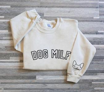 Dog Milf Embroidered Sweatshirt, Embroidered Dog Milk Gift, Dog Milk Sweatshirt For Women | Mazezy