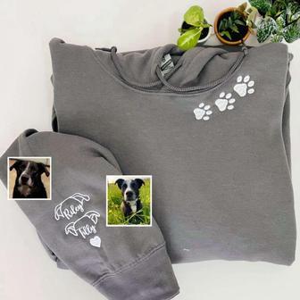 Dog Paw Sweatshirt, Hoodie Embroidered with Dog Ear, Name for Dog Lover | Mazezy