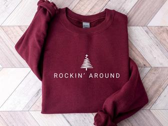 Embroidered Around The Christmas Tree Sweatshirt, Merry Xmas Shirt Gift | Mazezy