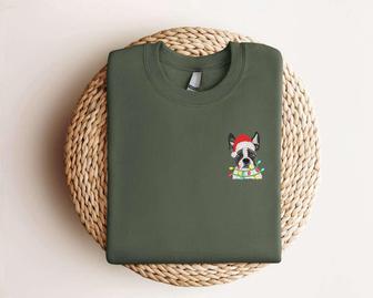 Embroidered Boston Terrier Dog Christmas Sweatshirt, Gift For Christmas | Mazezy UK