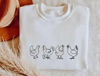 Embroidered Chicken Sweatshirt, Animal Lover Gift, Gift For Chicken Lover | Mazezy