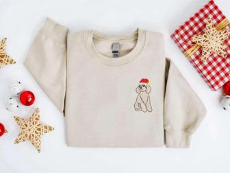 Embroidered Christmas Dog Sweatshirt, Poodle Santa Dog Christmas Sweater For Family | Mazezy UK