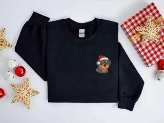 Embroidered Christmas Dog Sweatshirt, Rottweiler Santa Dog Sweatshirt For Family | Mazezy AU