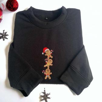 Embroidered Christmas Gingerbread Sweatshirt Embroidered Ginger Bread For Family | Mazezy