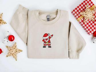 Embroidered Christmas Sweatshirt, Embroidered Santa Christmas Sweatshirt For Family | Mazezy UK