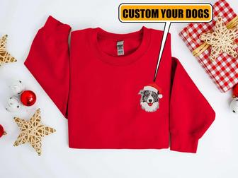 Embroidered Custom Christmas Dog Sweatshirt, Personalize Dog Christmas Sweater | Mazezy