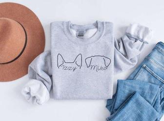 Embroidered Custom Dog Ears Sweatshirt, Best Christmas Gift For Dog Lovers | Mazezy