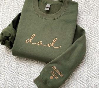 Embroidered Dad Crewneck Kids Names Sweatshirt Pregnancy Reveal For Family | Mazezy