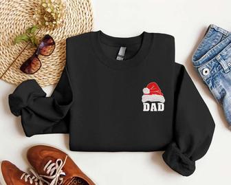 Embroidered Dad Santa Hat Christmas Sweatshirt, Crewneck Sweater For Family | Mazezy UK