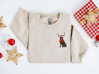Embroidered Dog Sweatshirt, Rottweiler Reindeer Dog Christmas Sweater For Family | Mazezy