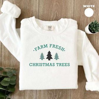 Embroidered Farm Fresh Christmas Trees Sweatshirt And Hoodie For Christmas | Mazezy
