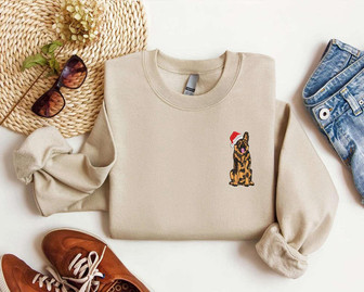 Embroidered German Shepherd Dog Christmas Sweatshirt, Gift For Christmas | Mazezy
