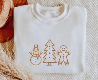 Embroidered Gingerbread Cookies Sweatshirt, Christmas Gift Embroidery Sweater | Mazezy