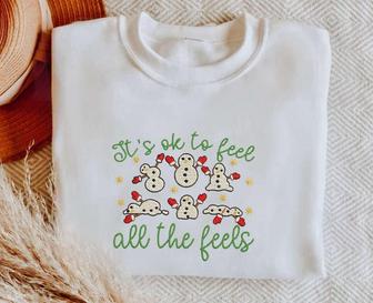 Embroidered Mental Health Sweatshirt, Ok To Feel All the Feels, Christmas Gift | Mazezy