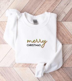 Embroidered Merry Christmas Crewneck Sweatshir Crewneck Sweatshirt Gift For Chirstmas | Mazezy