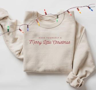 Embroidered Merry Christmas Sweatshirt, Merry And Bright Christmas Sweater For Family | Mazezy