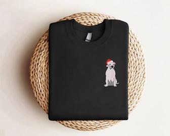Embroidered Pitbull Santa Dog Christmas Sweatshirt, Gift For Christmas | Mazezy UK