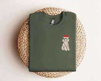 Embroidered Poodle Santa Dog Christmas Sweatshirt, Best Gift For Christmas | Mazezy AU