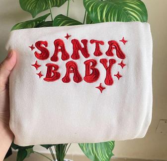 Embroidered Santa Baby Christmas Sweatshirt, Best Gift For Christmas | Mazezy UK