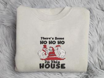 Embroidered Santa Sweatshirt, There’s Some Ho Ho In This House Sweatshirt For Christmas | Mazezy AU