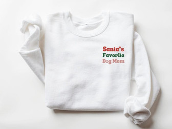 Embroidered Sweatshirt, Favorite Dog Mom, Gift For Dog Lovers | Mazezy