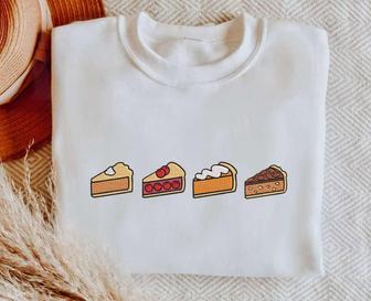 Embroidered Thanksgiving Pie Sweatshirt, Crewneck Sweatshirt Gift For Family | Mazezy