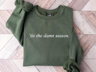 Embroidered Tis the Damn Season Sweatshirt, Oversized Sweatshirt For Men Women | Mazezy