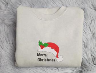 Embroidery Christmas Sweatshirt, Merry Christmas Sweatshirt, Gift For Christmas | Mazezy