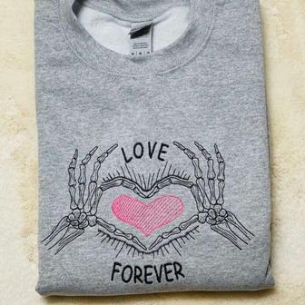 Forever Love Embroidered Sweatshirt Crewneck Sweatshirt Best Gift For Family | Mazezy