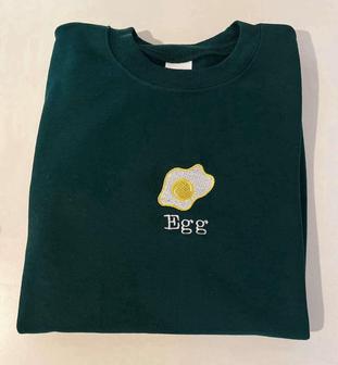 Fried Egg Embroidered Sweatshirt Crewneck Sweatshirt For Men And Women | Mazezy