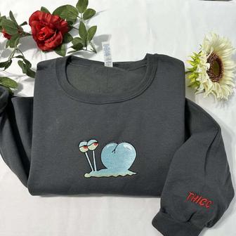 Funny Snail Embroidered Sweatshirt Crewneck Sweatshirt Gift For Family | Mazezy UK