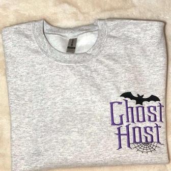 Ghost Host Embroidered Sweatshirt Crewneck Sweatshirt Best Gift For Family | Mazezy