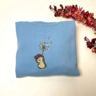 Hedgehog Embroidered Sweatshirt Crewneck Sweatshirt For Men And Women | Mazezy CA