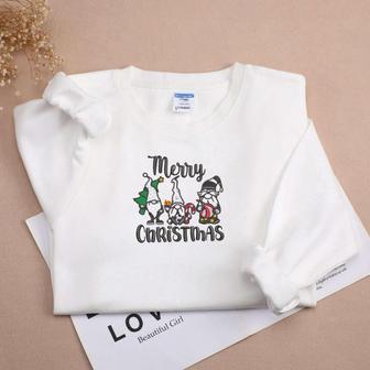 Merry Christmas Embroidered Sweatshirt, Christmas Santa Gift For Family | Mazezy