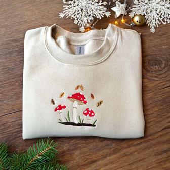 Mushroom Embroidered Sweatshirt, Mushroom Lovers Gift, Personalized Gifts For Mom | Mazezy