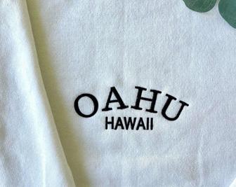 Oahu Hawaii Embroidered Sweatshirt Crewneck Sweatshirt Gift For Family | Mazezy