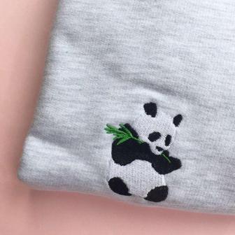 Panda Embroidered Sweatshirt Crewneck Sweatshirt Best Gift For Family | Mazezy