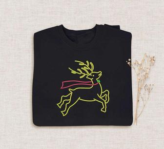 Reindeer Embroidered Halloween Sweatshirt Crewneck Sweatshirt For Men Women | Mazezy