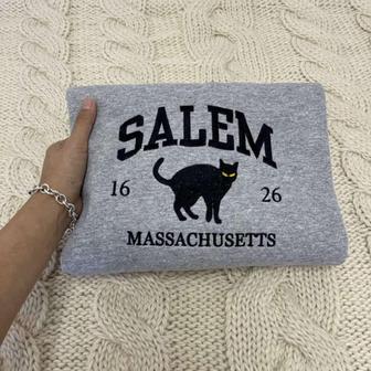 Salem Massachusetts Embroidered Sweatshirt Crewneck Sweatshirt Gift For Pet Lover | Mazezy