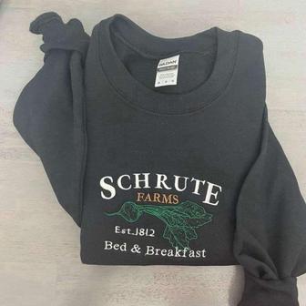 Schrute Embroidered Sweatshirt; Vintage Schrute Embroidered Crewneck For Men Women | Mazezy