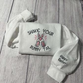Shake your bunny Tail Embroidered Crewneck Sweatshirt For Men Women | Mazezy
