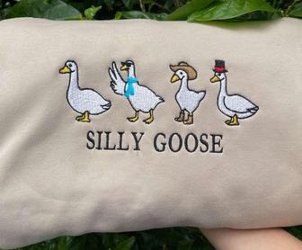 Silly Goose Embroidered Sweatshirt Crewneck Sweatshirt For Family | Mazezy UK