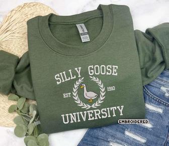 Silly Goose University Embroidered Sweatshirt Crewneck Sweatshirt For Men Women | Mazezy CA