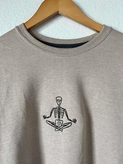 Skeleton Yoga Embroidered Sweatshirt Crewneck Sweatshirt Gift For Family | Mazezy