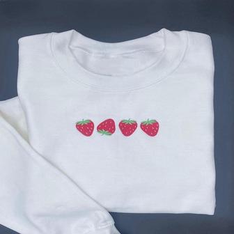 Strawberry Embroidered Sweatshirt Crewneck Sweatshirt Best Gift For Family | Mazezy UK