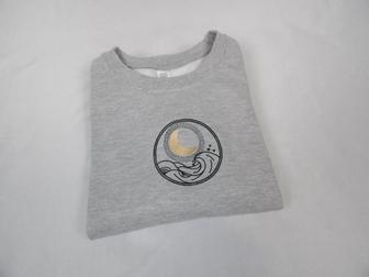 Sun Moon Behind the Waves Circle Round Embroidered Sweatshirt For Men Women | Mazezy AU