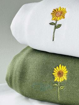 Sunflower Embroidered Sweatshirt Crewneck Sweatshirt For Men And Women | Mazezy